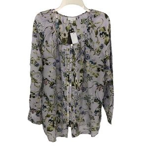J JILL LILAC FLORAL BLOUSE XL
